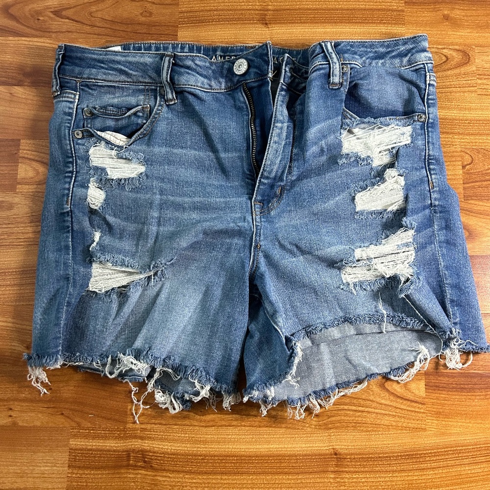 AE high rise "mom jean" shorts.